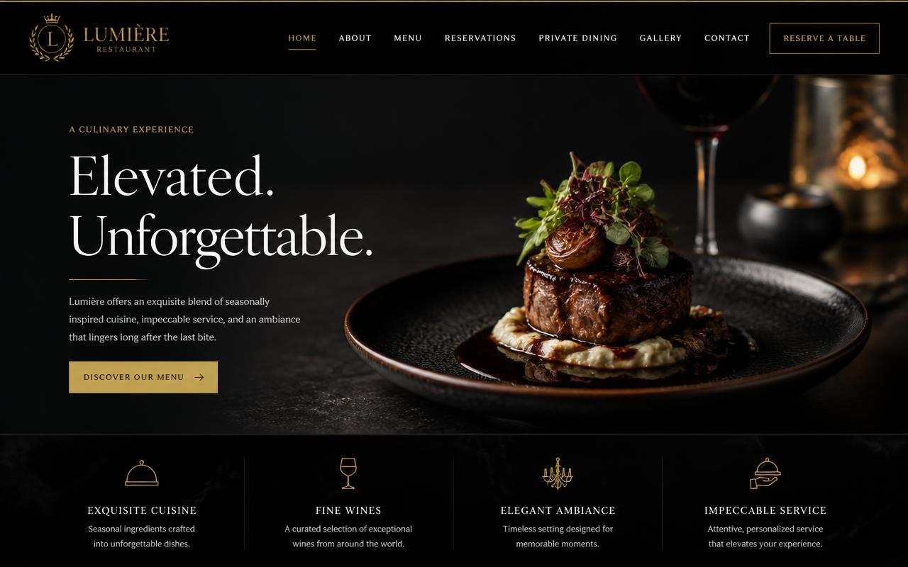 Bespoke restaurant website design by Apex Business Solutions